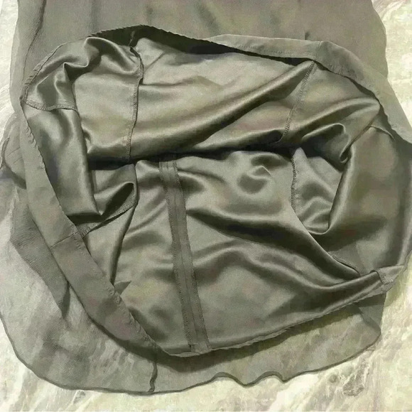 Amsale Women’s Maxi Dress 100% Silk Crinkle  Halter Chiffon Gray Size 00 Party - Picture 12 of 13